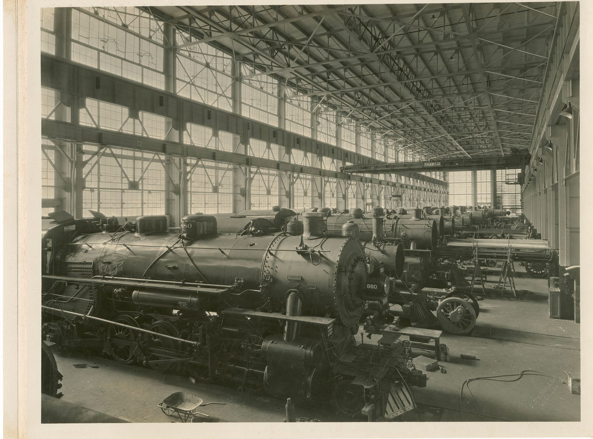 Interior view, M. K. & T. Railroad shops